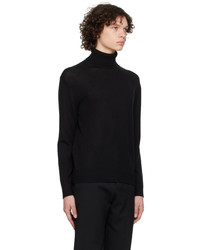 Pull à col roulé en laine en tricot noir Jil Sander