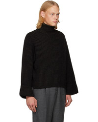 Pull à col roulé en laine en tricot noir Rito Structure