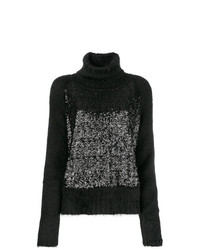 Pull à col roulé en laine en tricot noir Gianluca Capannolo