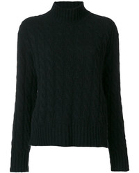 Pull à col roulé en laine en tricot noir MSGM