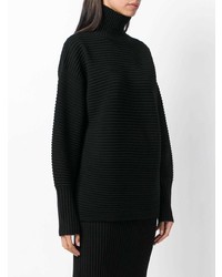 Pull à col roulé en laine en tricot noir Victoria Victoria Beckham