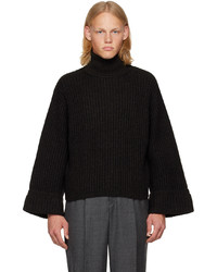 Pull à col roulé en laine en tricot noir Rito Structure