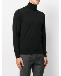 Pull à col roulé en laine en tricot noir Z Zegna