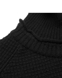Pull à col roulé en laine en tricot noir Sacai