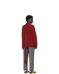 Pull à col roulé en laine en tricot rouge Loewe