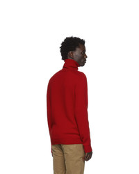 Pull à col roulé en laine en tricot rouge Officine Generale