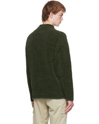 Pull à col roulé en laine en tricot vert foncé Stone Island