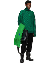 Pull à col roulé en laine en tricot vert foncé Ader Error