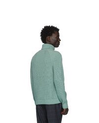 Pull à col roulé en laine en tricot vert menthe BOSS