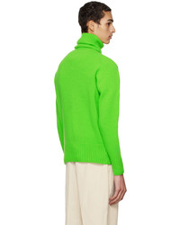 Pull à col roulé en laine en tricot vert AMI Alexandre Mattiussi