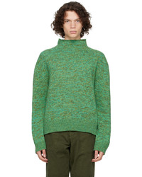 Pull à col roulé en laine en tricot vert Schnayderman's