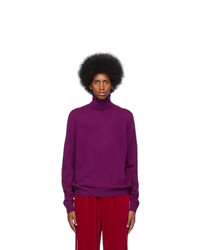 Pull à col roulé en laine en tricot violet