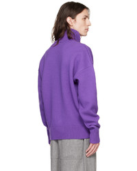 Pull à col roulé en laine en tricot violet AMI Alexandre Mattiussi