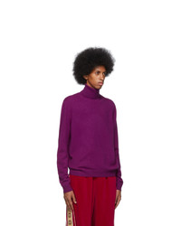 Pull à col roulé en laine en tricot violet Gucci