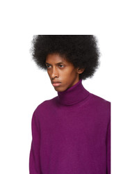 Pull à col roulé en laine en tricot violet Gucci