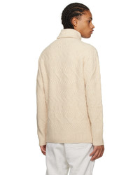 Pull à col roulé en laine imprimé beige Nn07