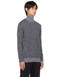 Pull à col roulé en laine imprimé gris Balmain