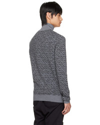 Pull à col roulé en laine imprimé gris Balmain