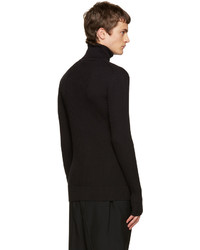 Pull à col roulé en laine noir Jil Sander