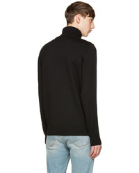 Pull à col roulé en laine noir Fendi