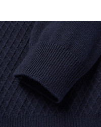 Pull à col roulé en laine texturé bleu marine Dunhill