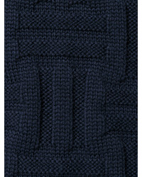 Pull à col roulé en laine texturé bleu marine Eleventy