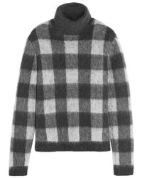 Pull à col roulé en mohair en tricot gris foncé Balenciaga