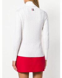 Pull à col roulé en tricot blanc Thom Browne