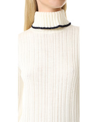 Pull à col roulé en tricot blanc MSGM