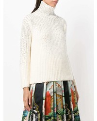 Pull à col roulé en tricot blanc Ermanno Scervino