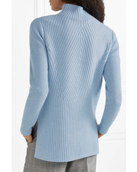 Pull à col roulé en tricot bleu clair Veronica Beard