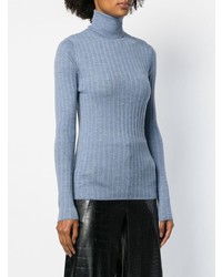 Pull à col roulé en tricot bleu clair Sara Lanzi