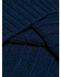 Pull à col roulé en tricot bleu marine Prada