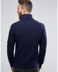 Pull à col roulé en tricot bleu marine Edwin