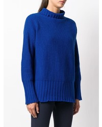 Pull à col roulé en tricot bleu MSGM