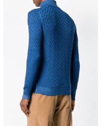 Pull à col roulé en tricot bleu Tagliatore