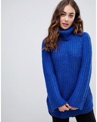 Pull à col roulé en tricot bleu Vero Moda