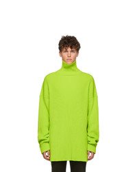 Pull à col roulé en tricot chartreuse