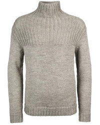 Pull à col roulé en tricot gris