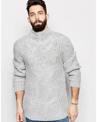 Pull à col roulé en tricot gris Asos