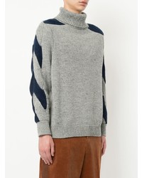 Pull à col roulé en tricot gris Coohem