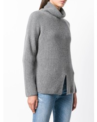 Pull à col roulé en tricot gris Borgo Asolo