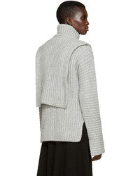 Pull à col roulé en tricot gris Cédric Charlier