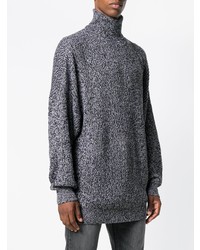 Pull à col roulé en tricot gris Balenciaga