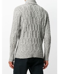 Pull à col roulé en tricot gris Drumohr