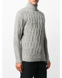 Pull à col roulé en tricot gris Drumohr