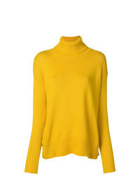 Pull à col roulé en tricot jaune