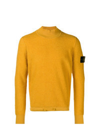 Pull à col roulé en tricot jaune
