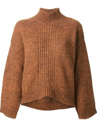 Pull à col roulé en tricot marron