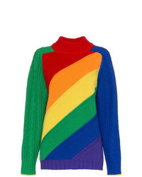 Pull à col roulé en tricot multicolore